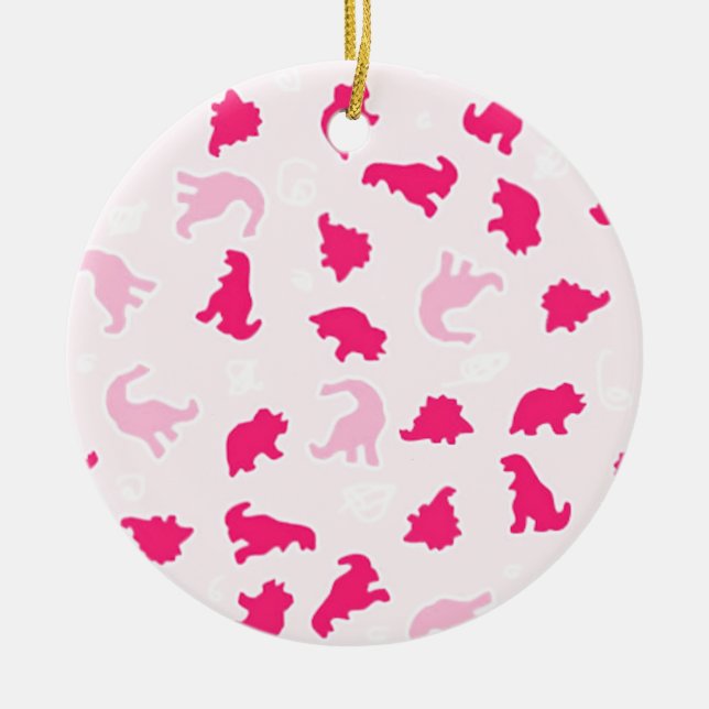 Cute pink dinosaurs ceramic tree decoration (Front)