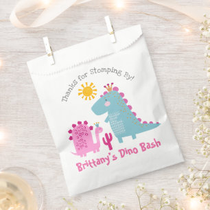 Cute Pink Dinosaurs Kawaii Girl Birthday Thank You Favour Bags
