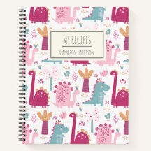 Cute Pink Dinosaurs Personalised Kids Recipe