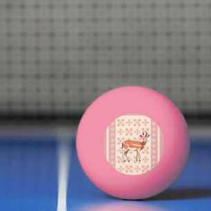Cute Pink Doe-patterned Christmas Ping Pong Ball