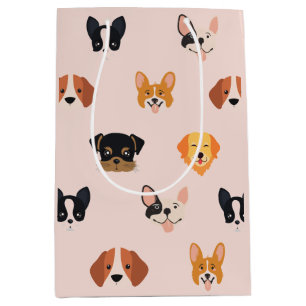 Cute Pink Dog Birthday Party Medium Gift Bag