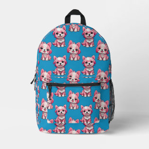 Cute Pink Dogs - Blue Printed Backpack