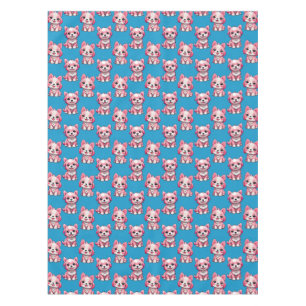 Cute Pink Dogs - Blue Tablecloth