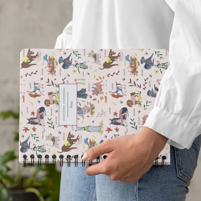 Cute pink dogs pattern monogram notebook (Cute pink dogs pattern monogram notebook)