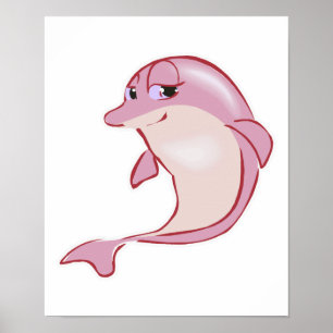 cute pink dolphin poster