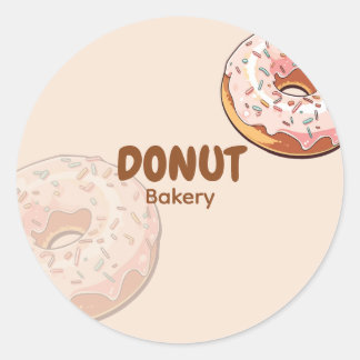 Cute Pink Donut Bakery Classic Round Sticker