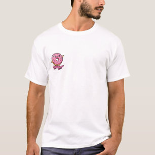 Cute Pink Donut Cartoon Character Riding T-Shirt