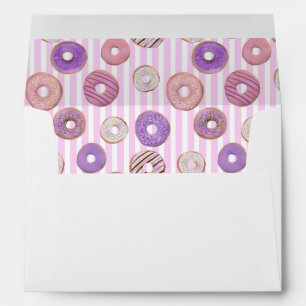 Cute pink donuts print inside custom back flap envelope