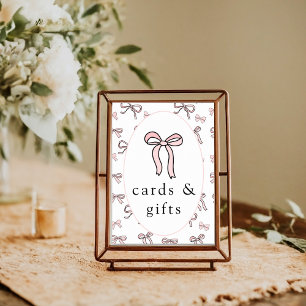 Cute Pink Doodle Bow Cards & Gifts Poster