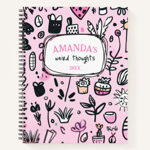 Cute Pink Doodles Girly Everyday Planner Notebook