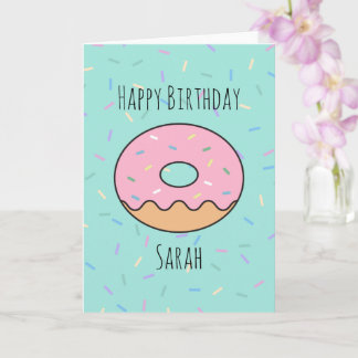 Cute Pink Doughnut Birthday Card