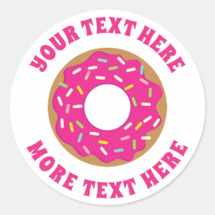 Cute pink doughnut Birthday party stickers & seale