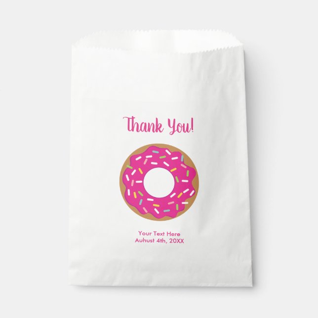Cute pink doughnut Birthday thank you party favour Bags (Front)