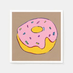 Cute pink doughnut dessert kid's party napkin