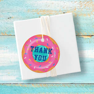 Cute Pink Doughnut Inner Tube Pool Party Birthday Favour Tags