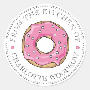 Cute Pink Doughnut With Sprinkles Dessert Classic Round Sticker