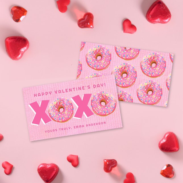 Cute Pink Doughnuts XOXO Valentine's Classroom Car Card (Creator Uploaded)