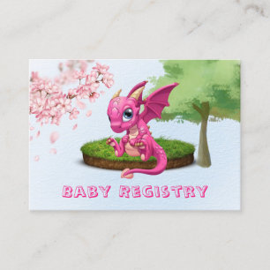 Cute Pink Dragon Baby Registry Business Card