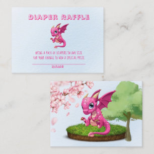 Cute Pink Dragon Diaper Raffle Baby Shower Business Card