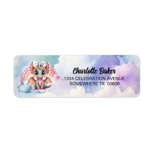 Cute Pink Dragon Return Address Label