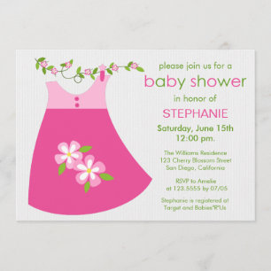 Cute Pink Dress Outfit Baby Shower Invitation