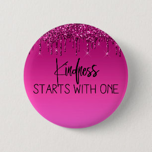 Cute Pink Dripping Glitter Inspirational 6 Cm Round Badge