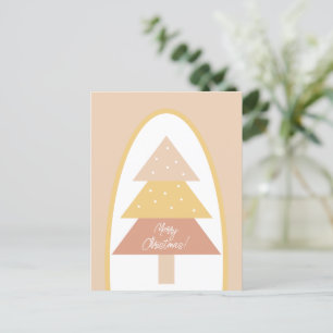 Cute Pink Earthy Tones Merry Christmas Tree Postcard