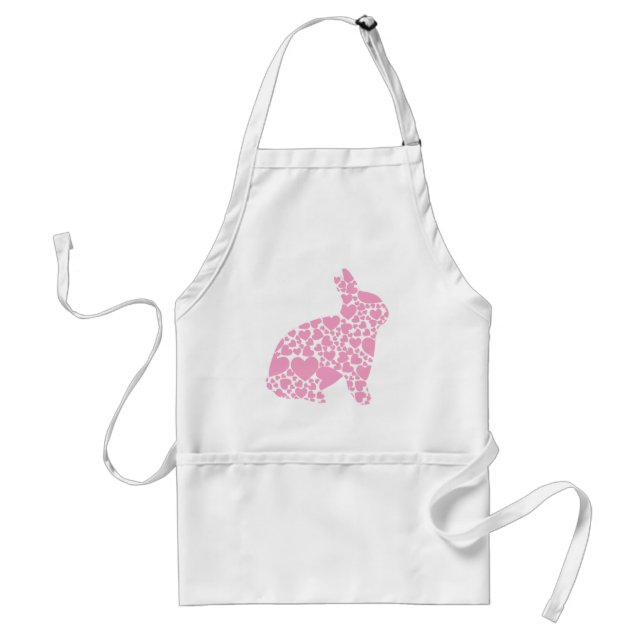 Cute pink Easter bunny hearts cartoon Standard Apron (Front)