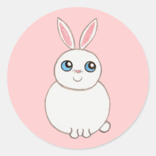 Cute Pink Easter Bunny Holiday Stickers