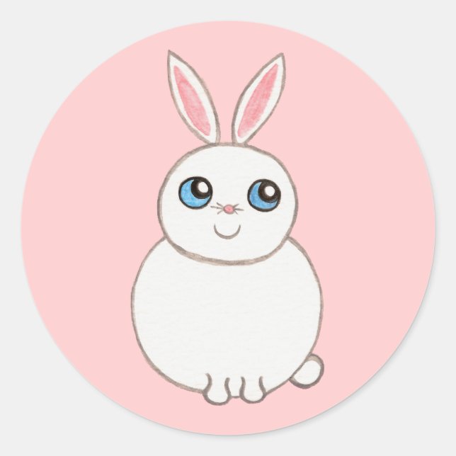 Cute Pink Easter Bunny Holiday Stickers (Front)
