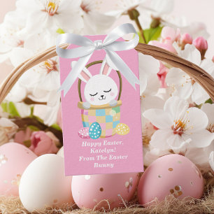 Cute Pink Easter Bunny Personalised Children's Gift Tags