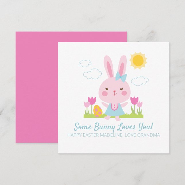 Cute Pink Easter Bunny Rabbit (Front/Back)