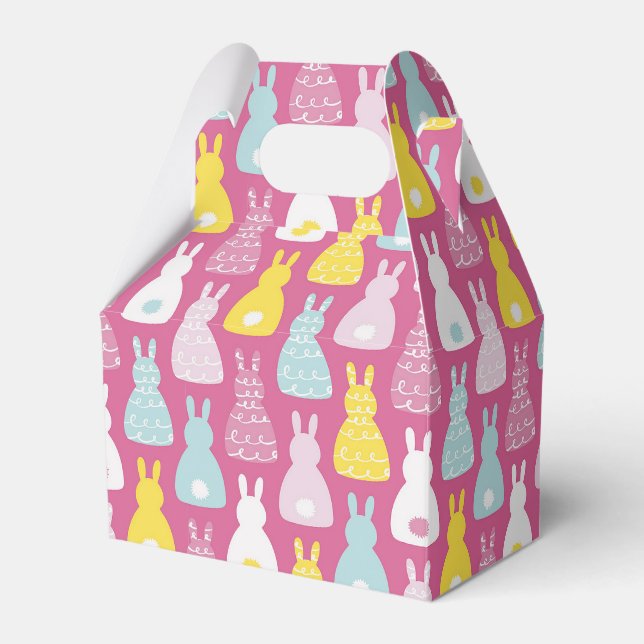 Cute Pink Easter Bunny Rabbit Favour Box (Front Side)