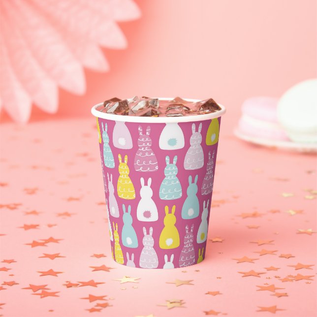 Cute Pink Easter Bunny Rabbit Paper Cups (Insitu)