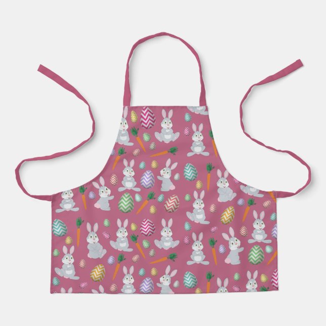 Cute Pink Easter Bunny Rabbit Pattern Apron (Front)