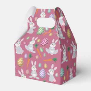 Cute Pink Easter Bunny Rabbit Pattern Favour Box