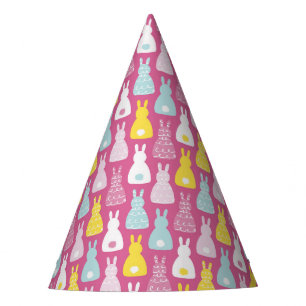 Cute Pink Easter Bunny Tails Art Party Hat
