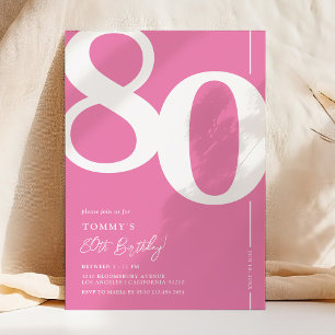 Cute Pink Eighty 80th Birthday Party Invitation