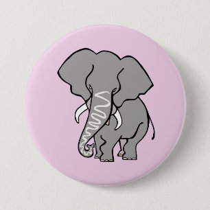 Cute pink ELEPHANT- Animal lover -Wildlife 7.5 Cm Round Badge