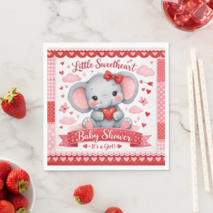 Cute Pink Elephant Baby Shower Welcome Sign  Napkin