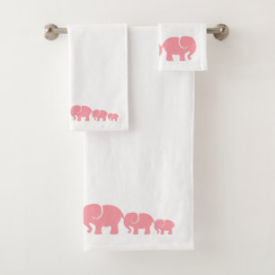 Cute Pink Elephant Bathroom Towel Set