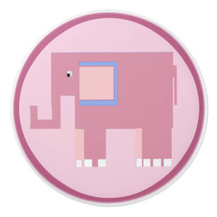 Cute pink elephant ceramic knob
