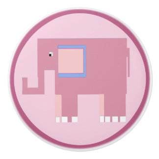 Cute pink elephant ceramic knob