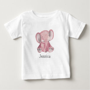 Cute Pink Elephant Design Baby Shirt 
