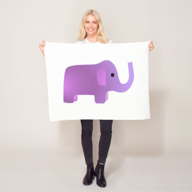 Cute Pink Elephant Fleece Blanket (In Situ)