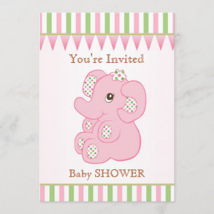 Cute pink elephant girl Baby Shower Invitation