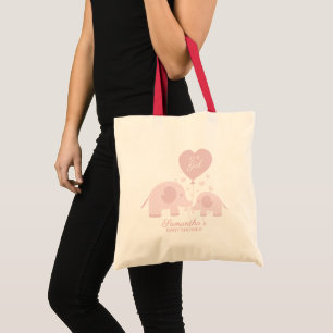 Cute Pink Elephant Girl Baby Shower Tote Bag