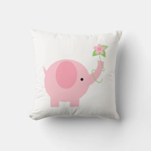Cute Pink Elephant Girl Nursery Cushion
