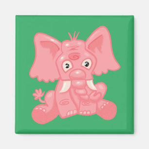 Cute Pink Elephant Magnet
