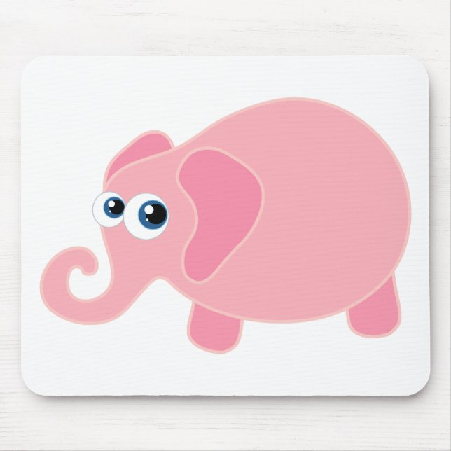 Cute Pink Elephant Mouse Mat (Front)